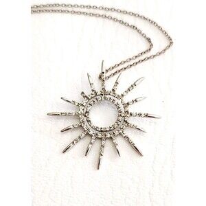Sterling Silver 925 Fas Sunburst  Pendant Necklace 18" 4.75g